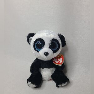 Ty Beanie Boos BAMBOO the Panda Bear Plush 6 inch (Blue Glitter Eyes) New